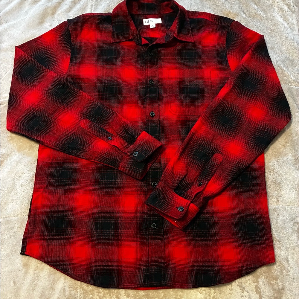 GAP Red and Black Casual Button Down Shirt